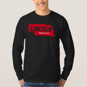 Lincoln Nebraska Staat Kontur Bold Red Midwest T-Shirt