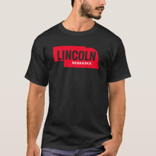 Lincoln Nebraska Staat Kontur Bold Red Midwest T-Shirt