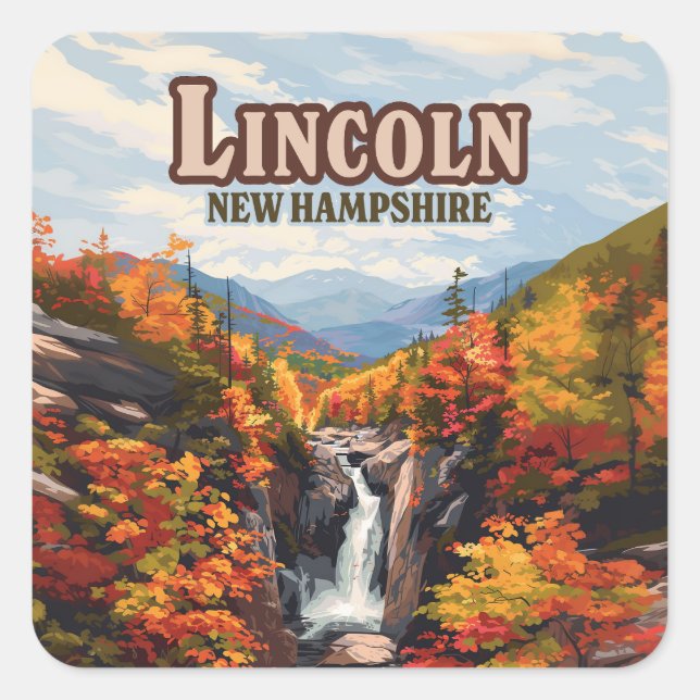 Lincoln New Hampshire Franconia Falls Herbst Quadratischer Aufkleber (Vorderseite)