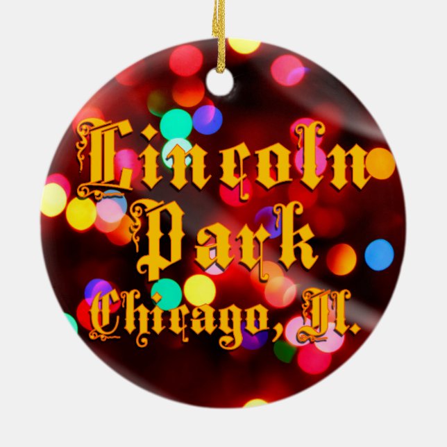 Lincoln Park Chicago beleuchtet Kreis-Verzierung Keramik Ornament (Hinten)
