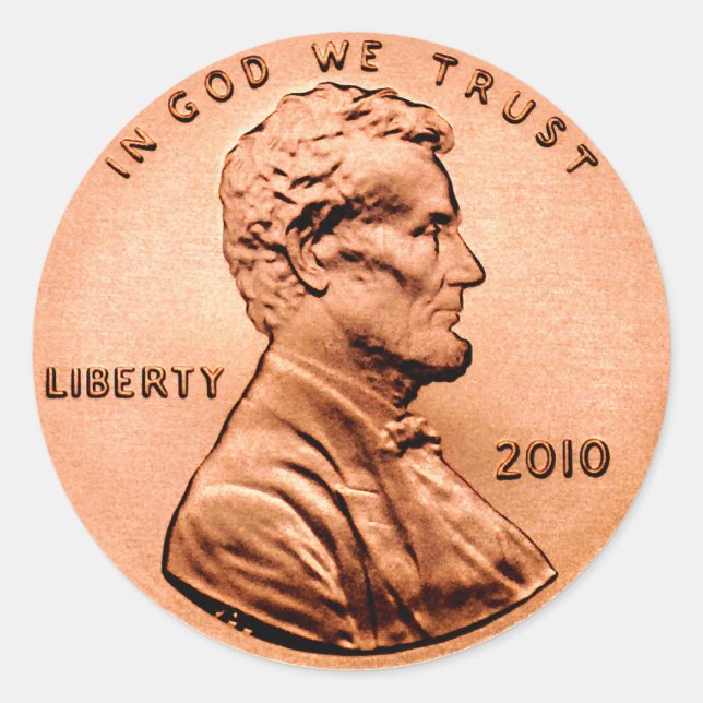 Lincoln Penny Runder Aufkleber (Vorderseite)