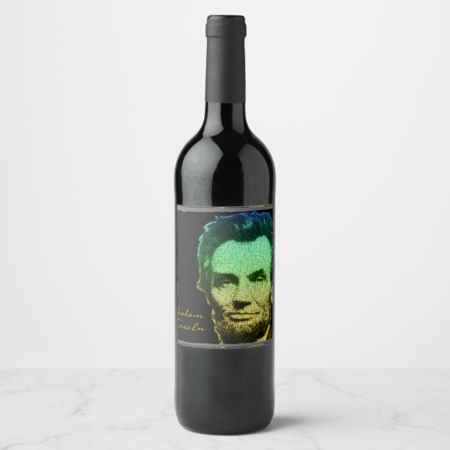 Lincoln Portrait Text Poster Weinetikett (Vorderseite)