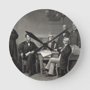 Lincoln Reading the Emanzipation Proclamation Runde Wanduhr
