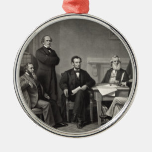 Lincoln Reading the Emanzipation Proclamation Silbernes Ornament
