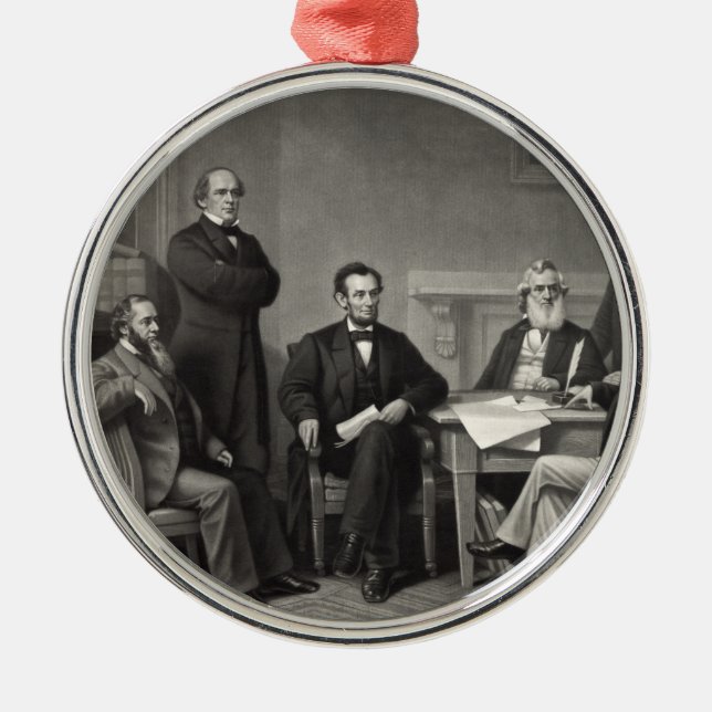 Lincoln Reading the Emanzipation Proclamation Silbernes Ornament (Vorne)