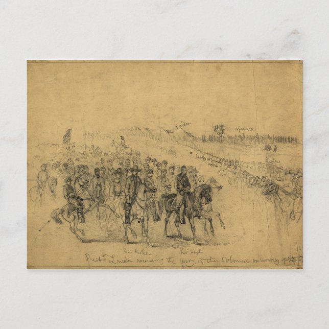 Lincoln Reviews der Armee-April 1863 Postkarte (Vorderseite)