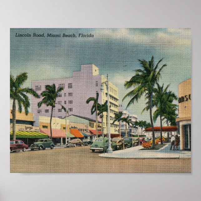 Lincoln Road, Miami Beach, Florida Vintag Poster (Vorne)