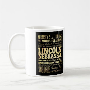 Lincoln-Stadt der Nebraska-Typografie-Kunst Kaffeetasse