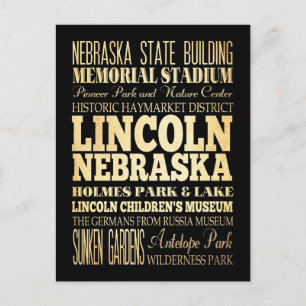 Lincoln Stadt Nebraska Typografie Kunst Postkarte
