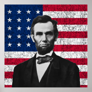 Lincoln und die amerikanische Flagge Poster