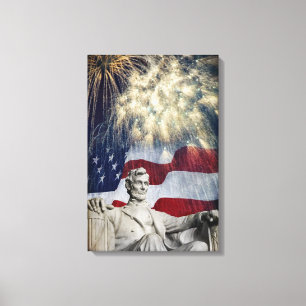 Lincoln und Feuerwerk Leinwanddruck