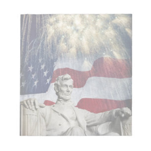 Lincoln und Feuerwerke Notizblock