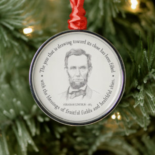 Lincoln Zeichn & Erntedank Proclamation Design Ornament Aus Metall