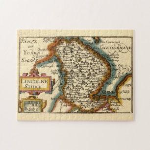 Lincolnshire Landkreis England Alte antike Karte