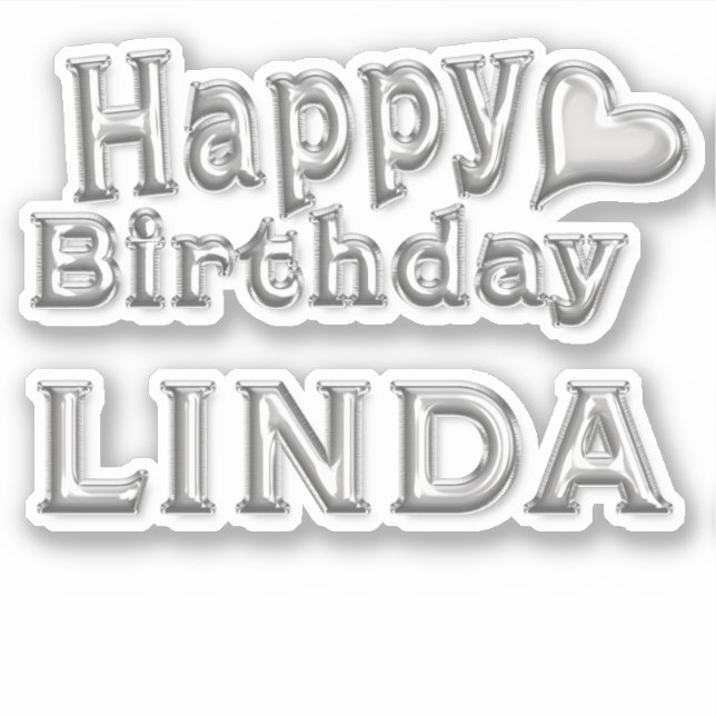 Linda Happy Birthday silver Aufkleber Sticker (Vorderseite)