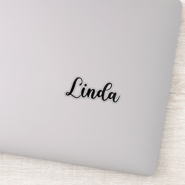 Linda Name - Handgeschriebene Kalligrafie Aufkleber (Detail)