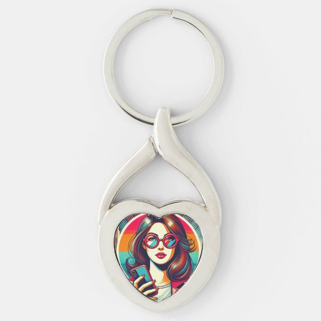 Linda Roberts ruft Scammers Metal Heart Keychain Schlüsselanhänger (Vorderseite)