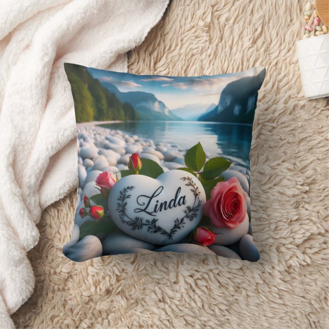 Lindas Herz bei Sonnenaufgang Kissen (Decke)