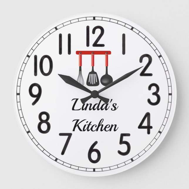Linda's Kitchen Large Clock Große Wanduhr (Vorderseite)