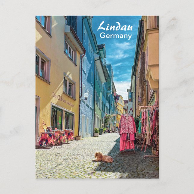 Lindau in Deutschland Street in der Altstadt Postkarte (Vorderseite)