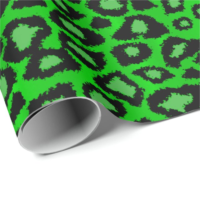 Linde grüne Leopardin Geschenkpapier (Rolleneckpunkt)