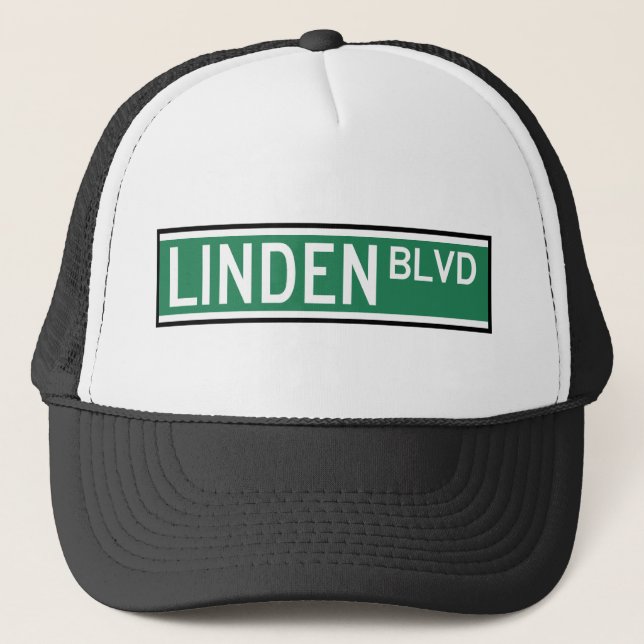 Linden Boulevard Sign Truckerkappe (Vorderseite)
