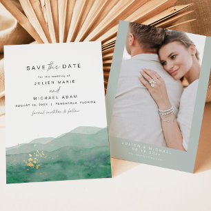 LINDEN Elegantsage Grüne Wasserfarbe Save the Date Einladung
