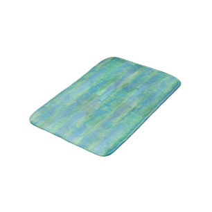 Lindgrün Aqua Türkis Blau Aquarellstreifen Badematte