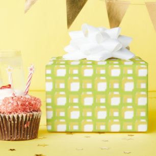 Lindgrün-gelb gewebte Quadrate Geschenkpapier