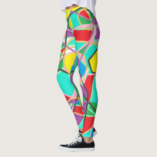 Lindgrün, Rot, Blau gestreifte Kritzel-Abstrakt Leggings