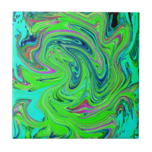 Lindgrün und blaues groovy abstraktes Retro-Art Fliese