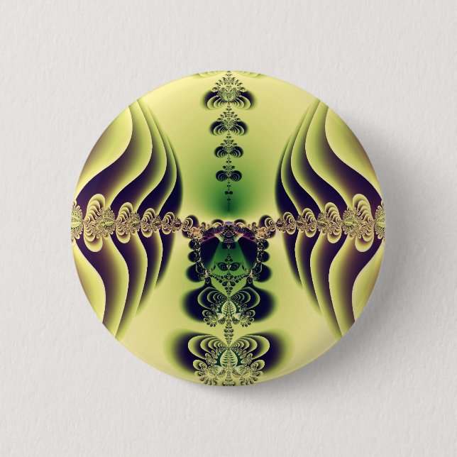 Lindgrüne fraktale Symmetrie abstrakte Kunst Button (Vorderseite)