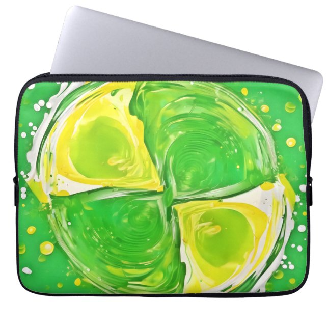 Lindgrüne Spirale Laptopschutzhülle (Vorderseite)