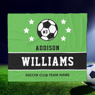 Lindgrünes individuelles Soccer-Name-Nummer Fleecedecke