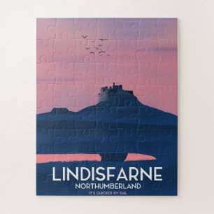Lindisfarne Northumberland Burg Reiseplakat.