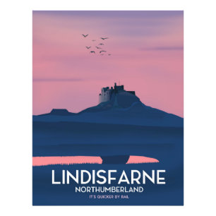 Lindisfarne Northumberland Burg Reiseplakat. Fotodruck