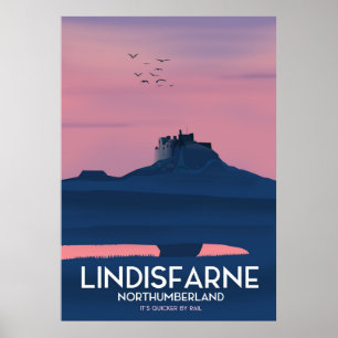 Lindisfarne Northumberland Burg Reiseplakat. Poster