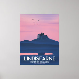 Lindisfarne Northumberland Castle Reiseplakat. Leinwanddruck