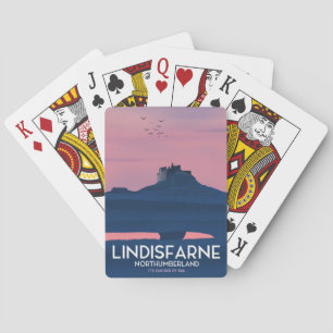 Lindisfarne Northumberland Castle Reiseplakat. Spielkarten