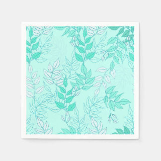 Lindo diseño de hojas verdes sobre fondo aquamarin serviette