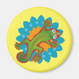 Lindo lagarto verde sobre flor, lizard magnet