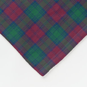 Lindsay Clan Maroon und Green Tartan Fleecedecke