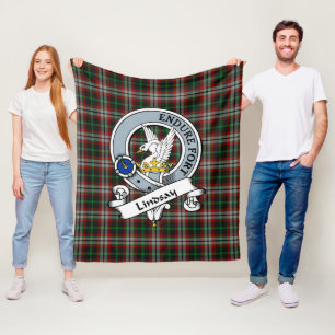 Lindsay Hunting Clan Abzeichen Tartan Kariert Fleecedecke
