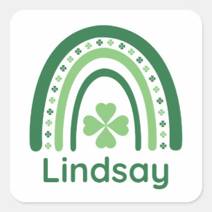 Lindsay Name Clover Boho Rainbow Quadratischer Aufkleber