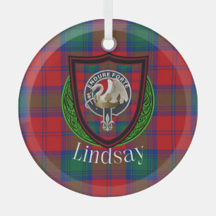 Lindsay schottischer Clan Tartan & Wappen Ornament Aus Glas