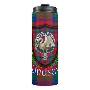 Lindsay schottischer Clan Tartan & Wappen Thermosbecher