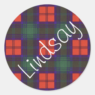 Lindsay schottisches Tartan-Muster Runder Aufkleber