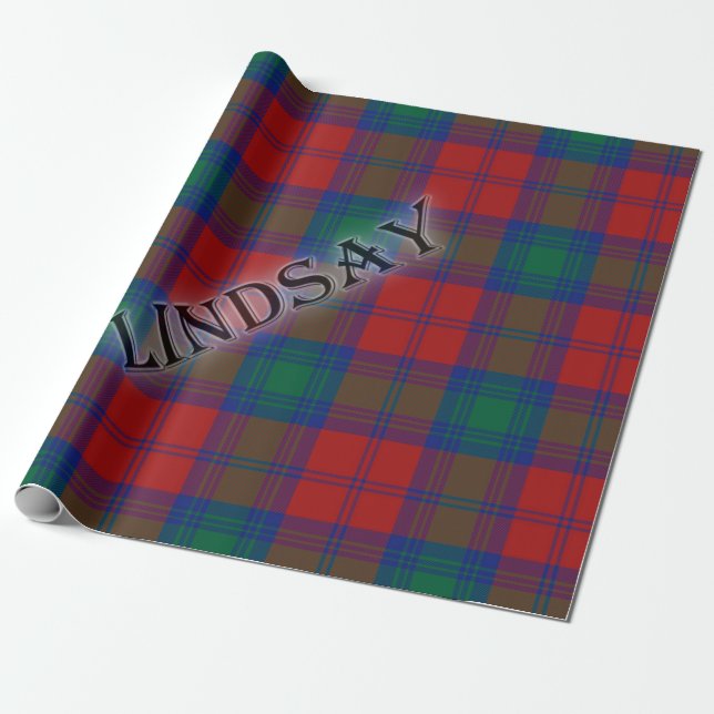Lindsay Tartan mit Nachname Geschenkpapier (Ungerollt)
