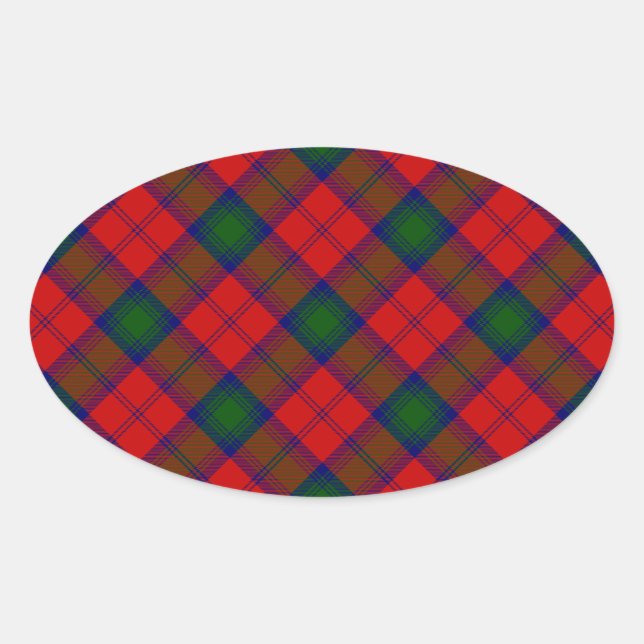 Lindsay tartan red green kariert ovaler aufkleber (Vorderseite)