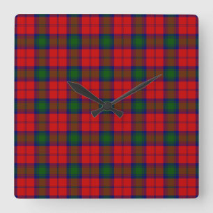 Lindsay tartan red green kariert quadratische wanduhr